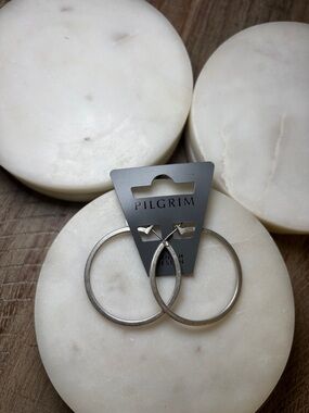 258 Pilgrim Silver-Tone Large Hoop Earrings